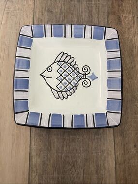 Vietri Elba's Fish Square Salad/Dessert Plate